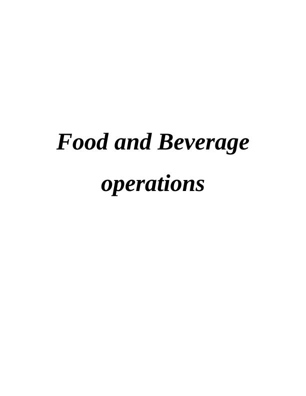 Food and Beverage Operations: Menu Evaluation and Planning_1