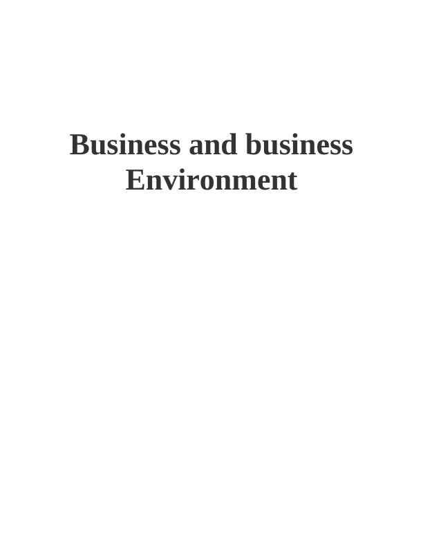 Assignment on Business and business Environment  Sample_1