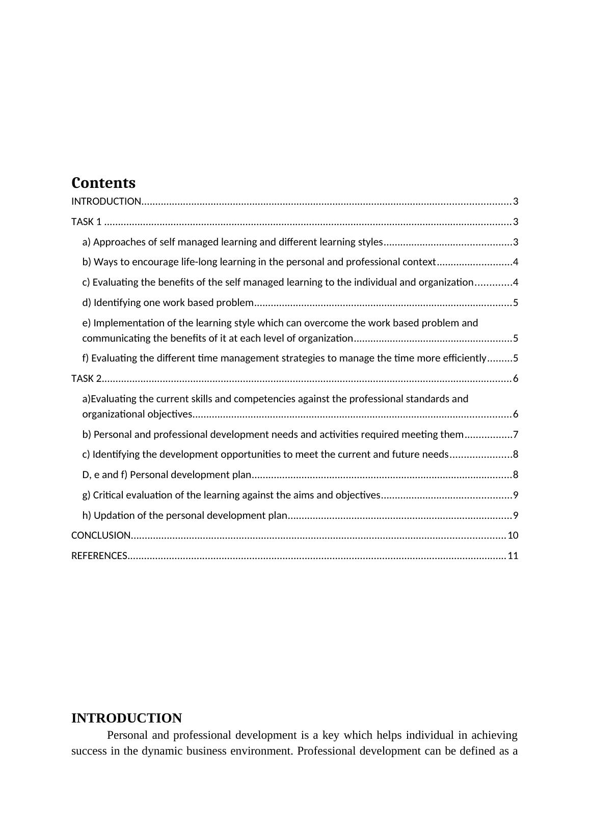 Personal & Professional Development : Assignment Sample