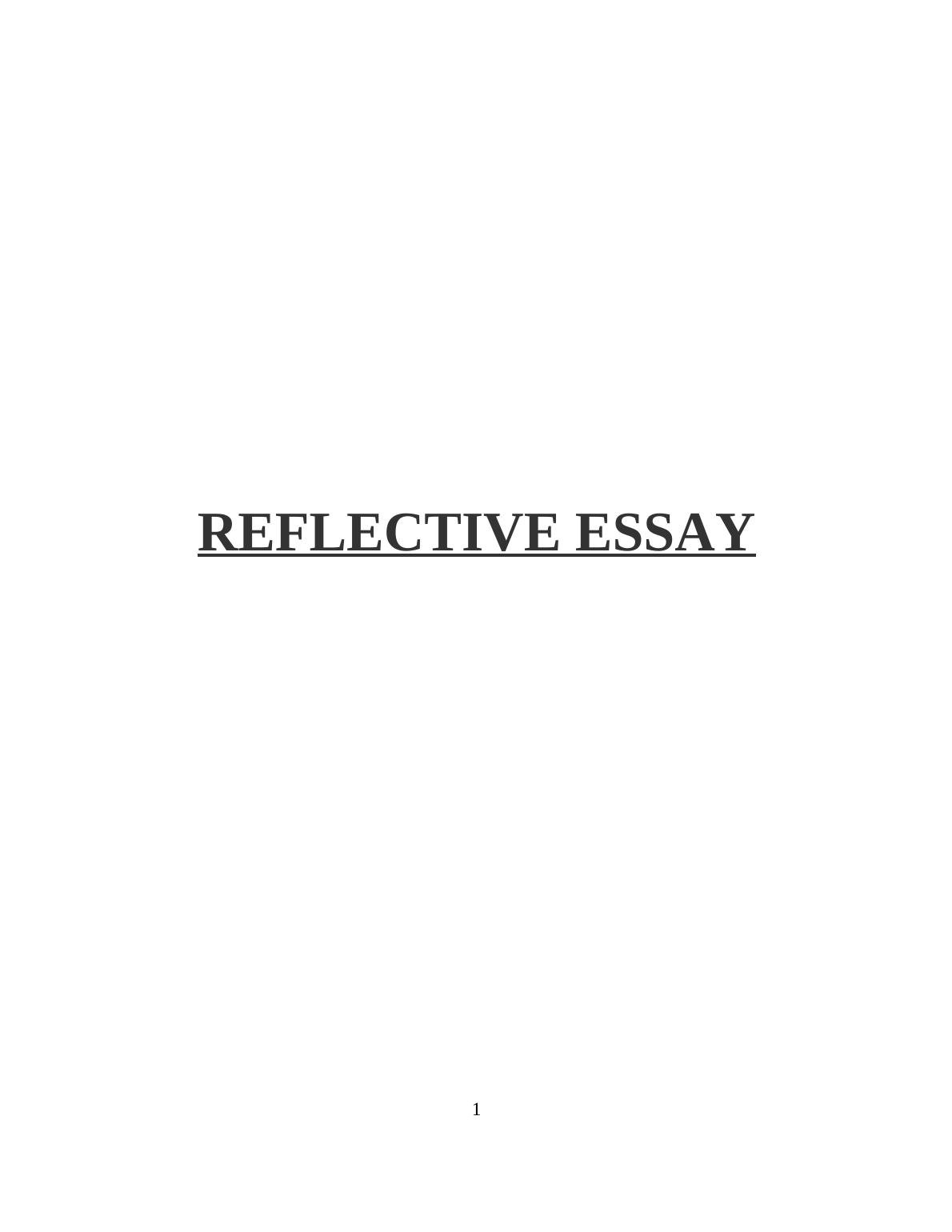 reflective essay on personal experience