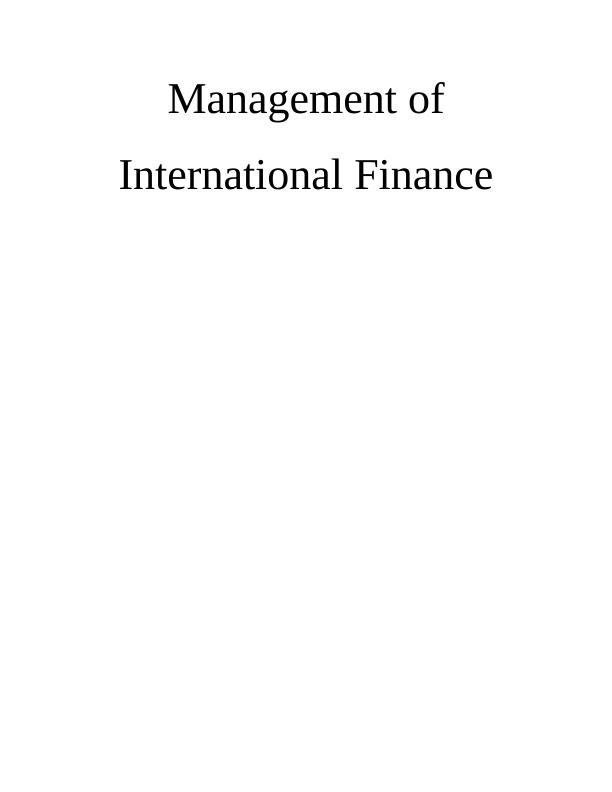 Management of International Finance_1