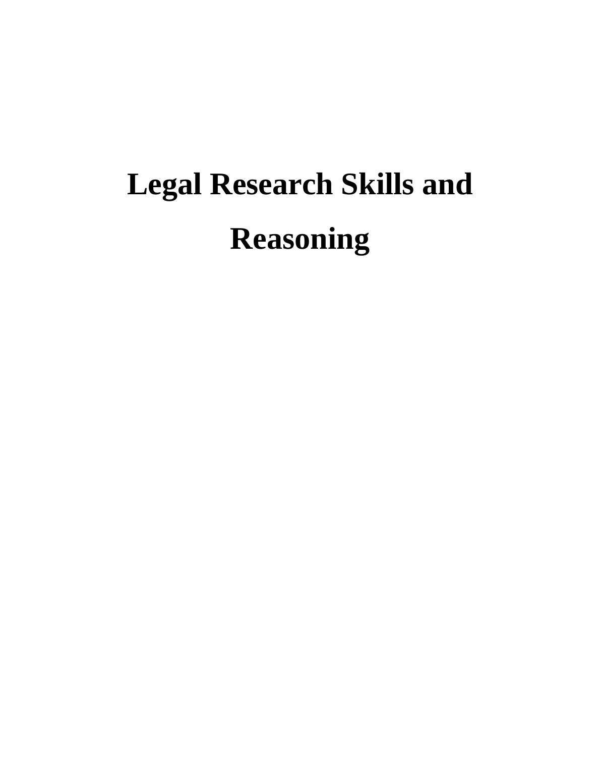 Legal Research Skills and Reasoning Assignment