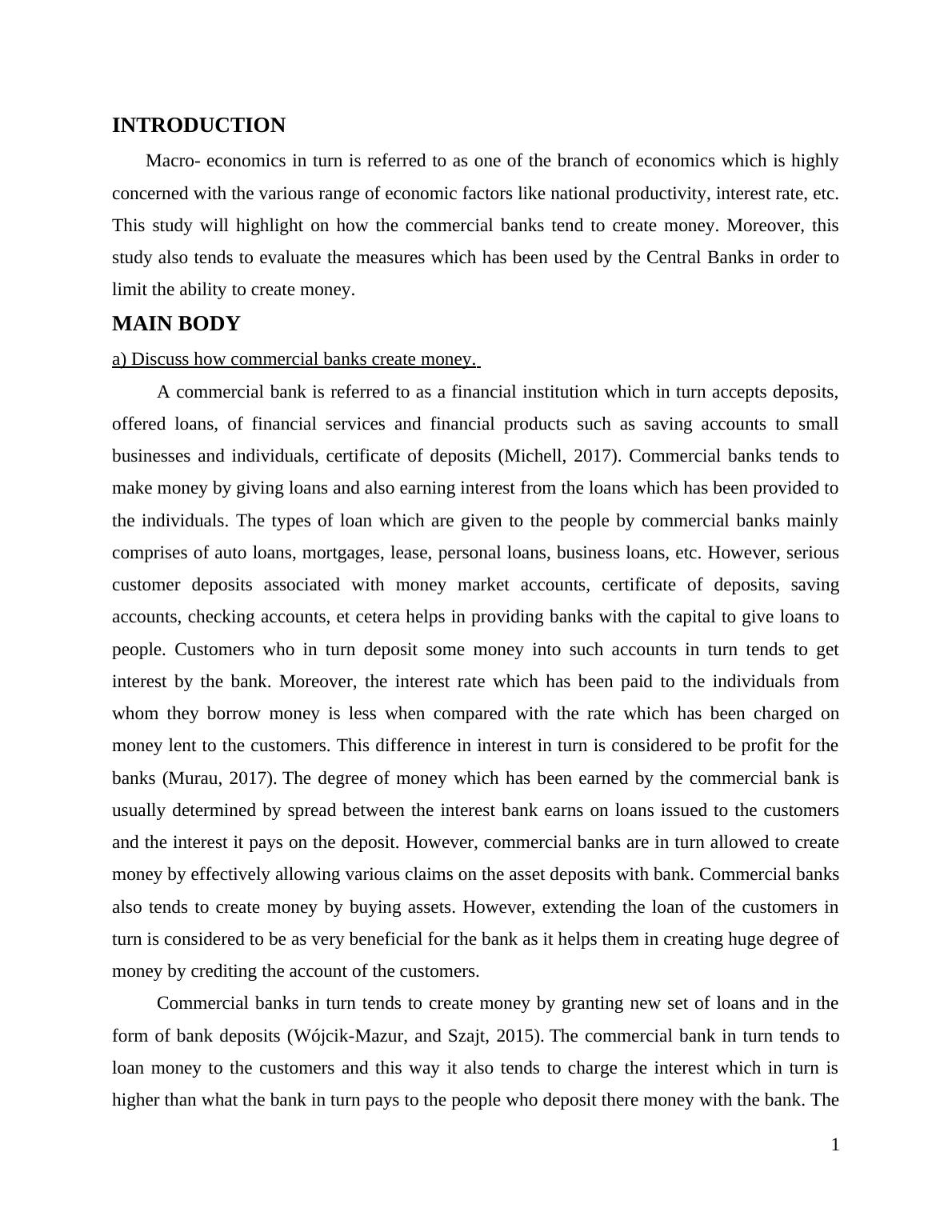 Commercial Banks and Central Banks Money Creation and Measures