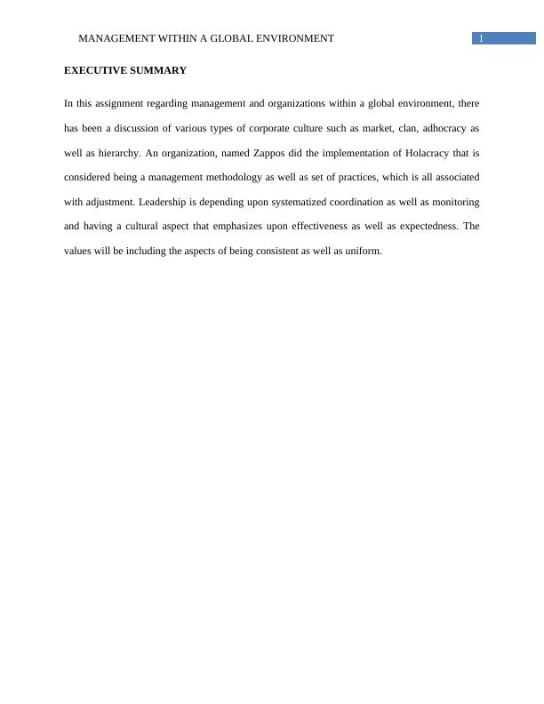 Management & Organizations in Global Environment Report - MKT 562_2