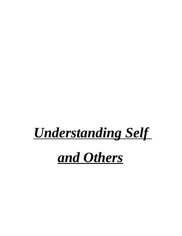 Understanding Self & Others : Assignment_1