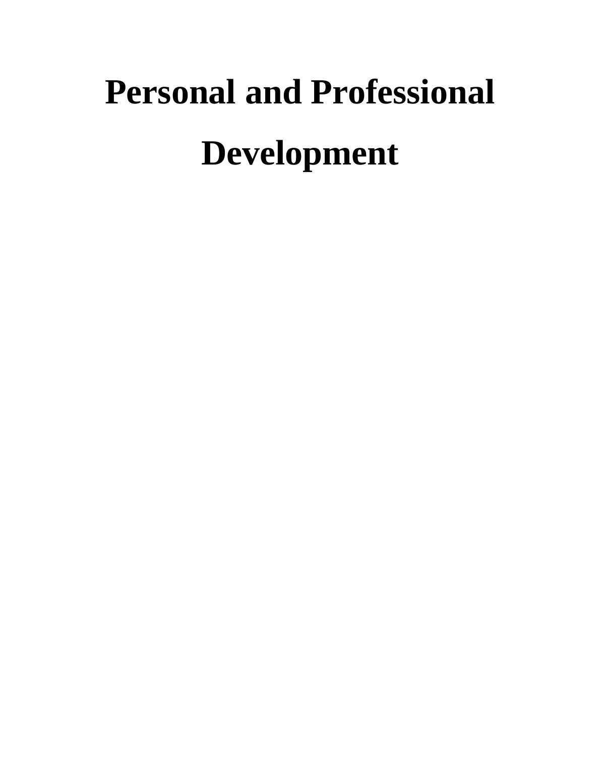 Personal and Professional Development Desklib