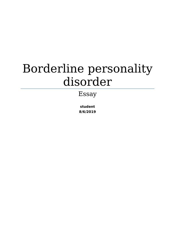 argumentative essay on borderline personality disorder