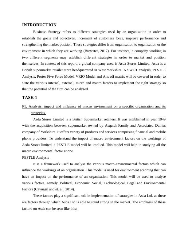 Swot Analysis and Pestle Analysis of ASDA