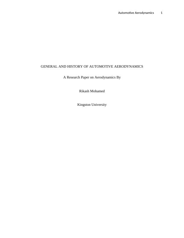 General and History of Automotive Aerodynamics_1