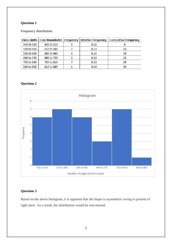 Question 1 Frequency distribution._1