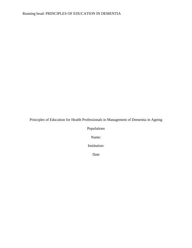 Education for Health Professionals in Management Assignment_1