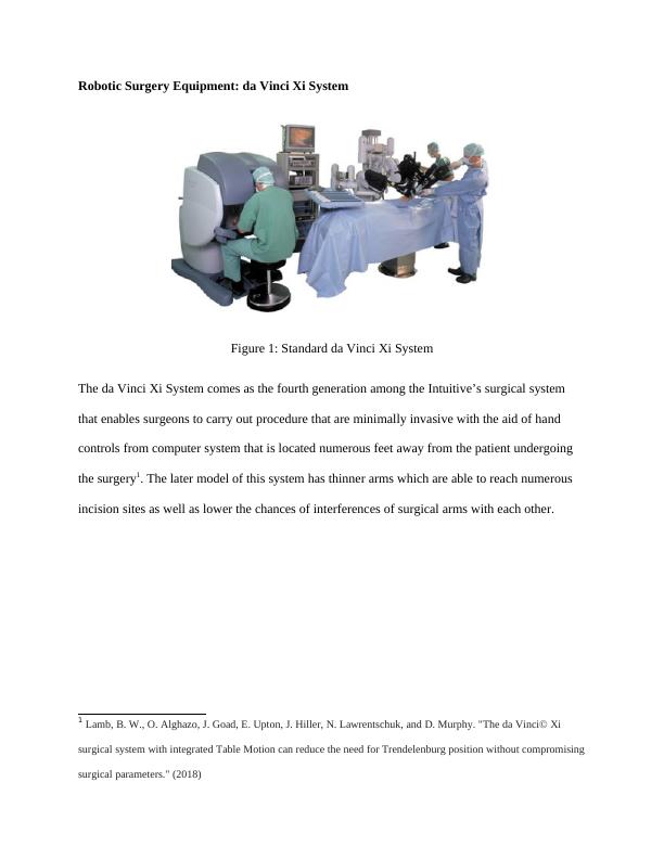 Robotic Surgery Equipment: DA VINCI XI System_2