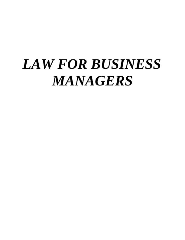 The Law for Business Managers in England and Wales_1