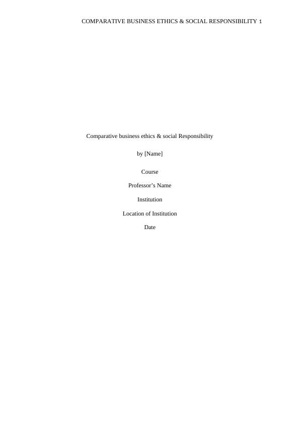 Comparative Business Ethic and Social Responsibility_1