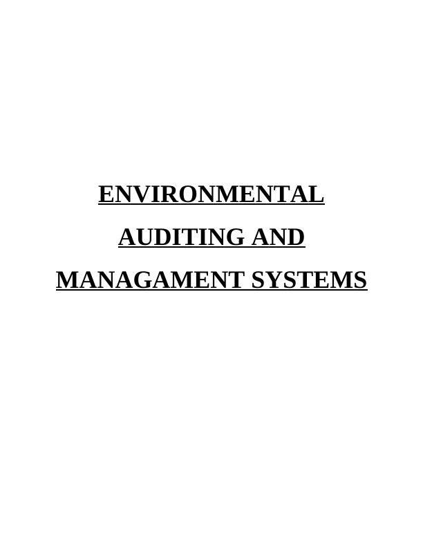 Environmental Management Assignment | Environmental Auditing_1