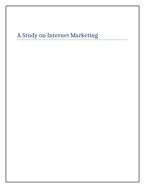 A Study on Internet Marketing | Report On Smart Resolution_1