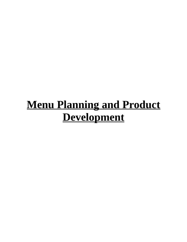 Menu Planning Food Beverage Management Assignment_1