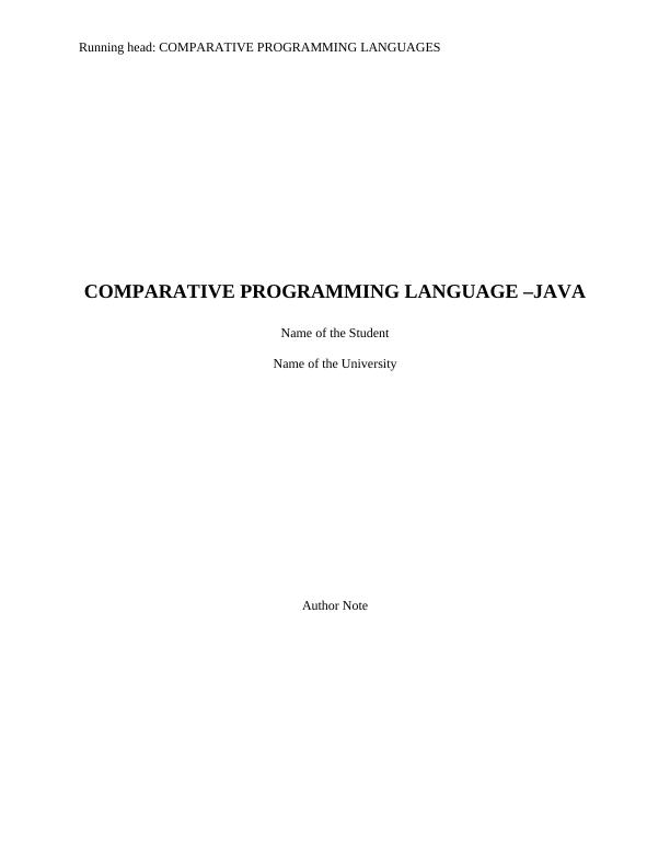 Comparative Programming Languages: Java_1