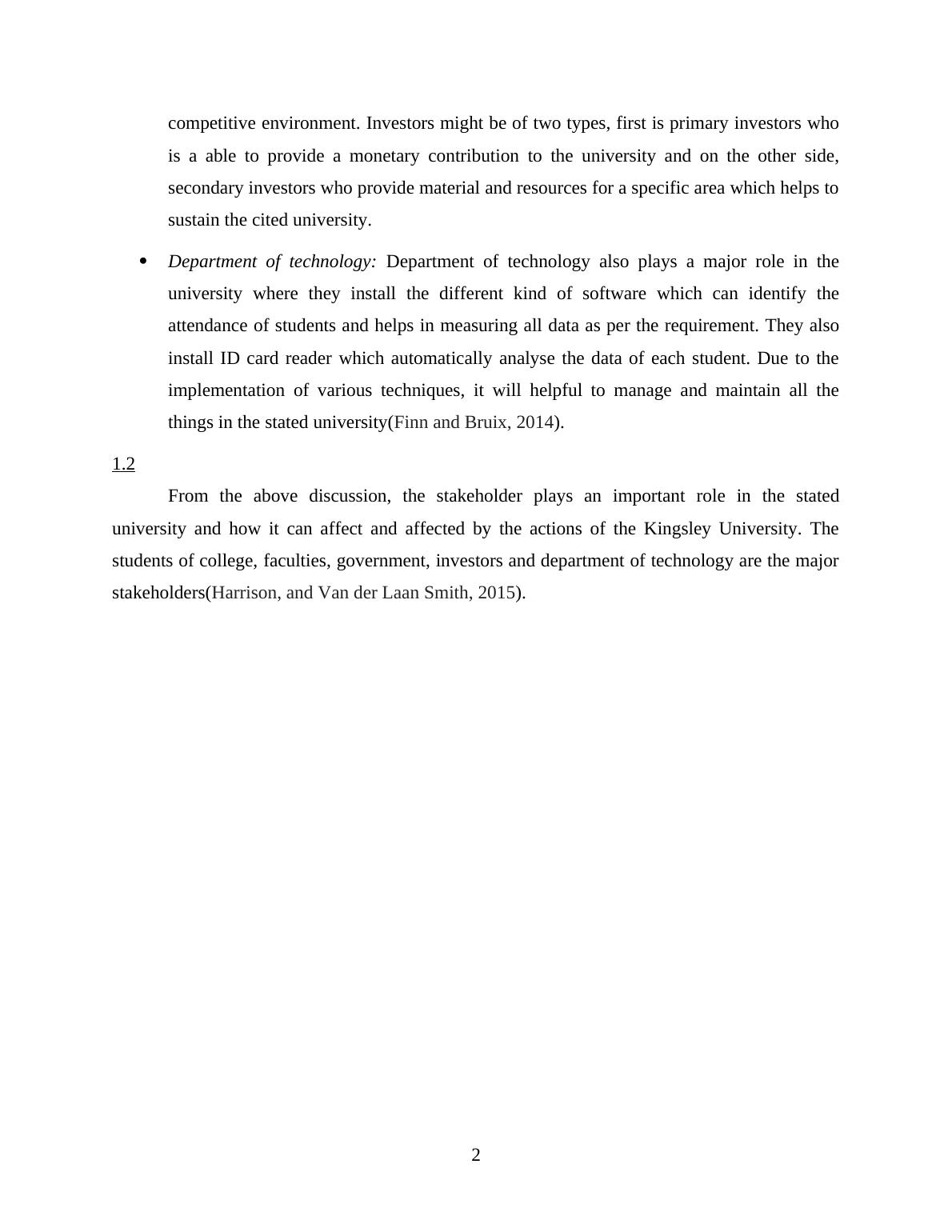 Stakeholder Role in Kingsley University of UK Report