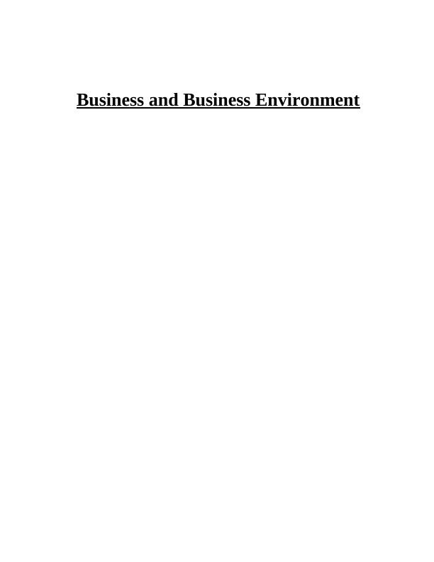 Business and Business Environment Assignment - Sainsbury's_1