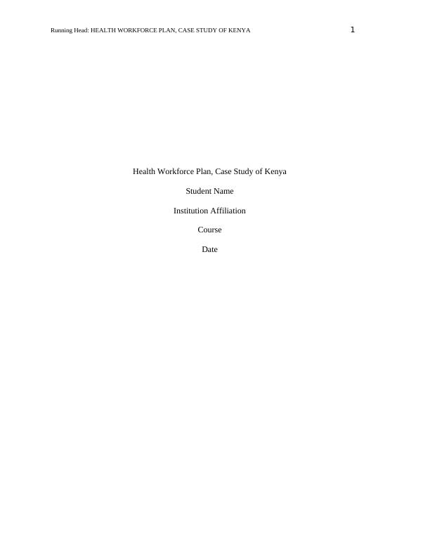 Health Workforce Plan, Case Study of Kenya_1
