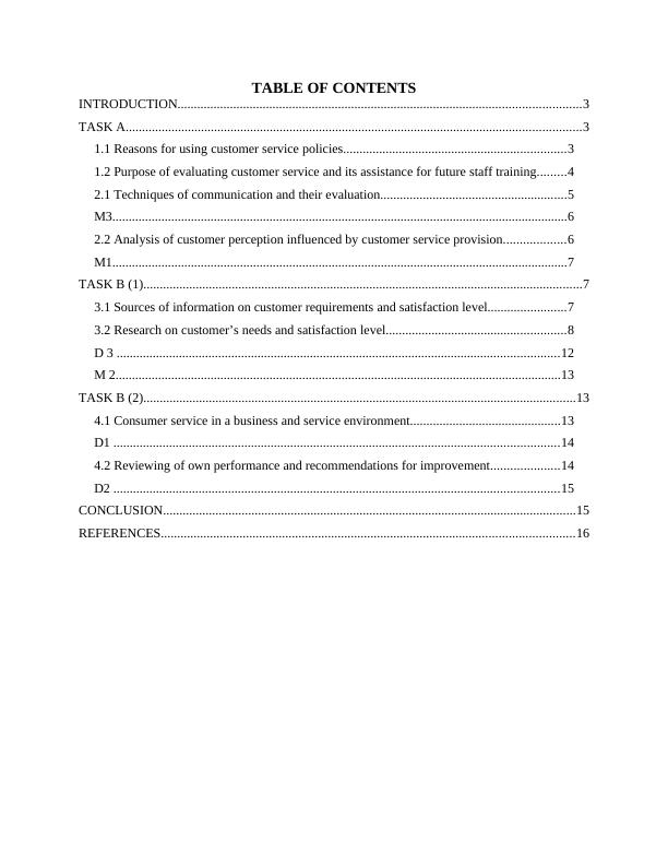 Customer Service TABLE OF CONTENTS INTRODUCTION_2