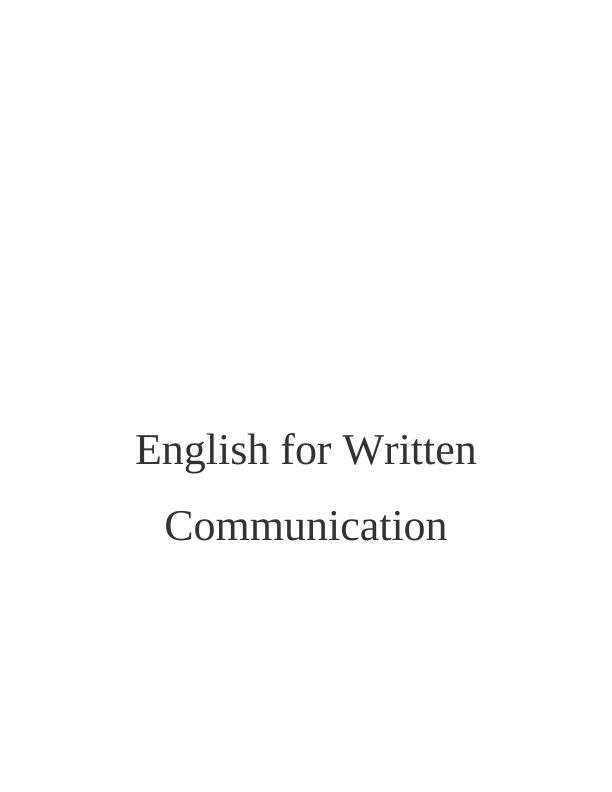 English for Written Communication Assignment_1