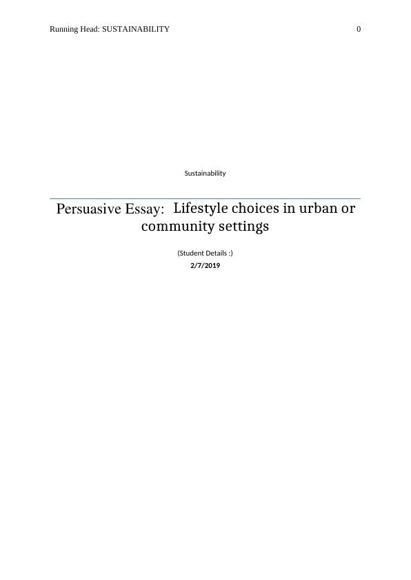 Sustainability: Lifestyle choices in urban or community settings_1