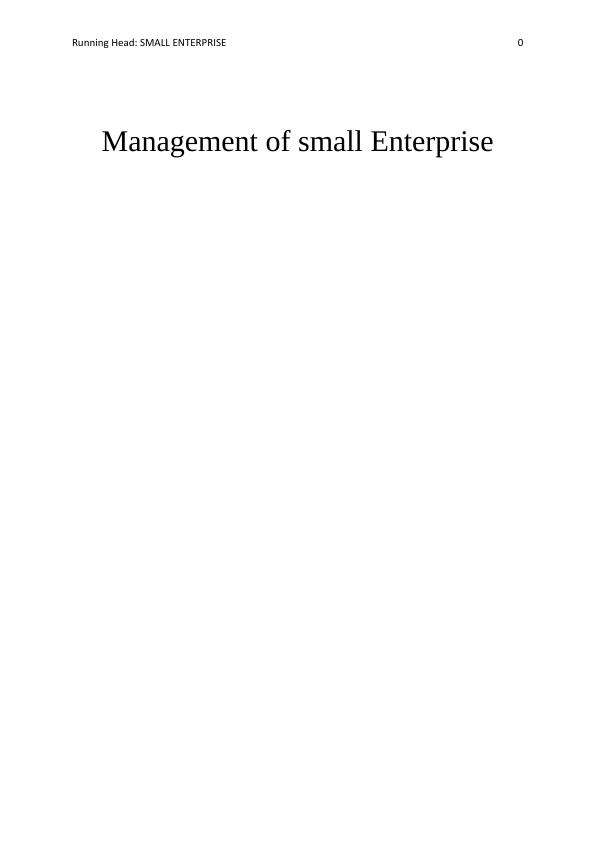 Management of Small Enterprise_1