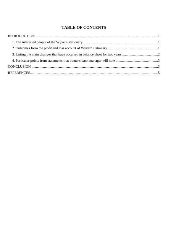 Financial Statement of the Wyvern Stationary - Case Study