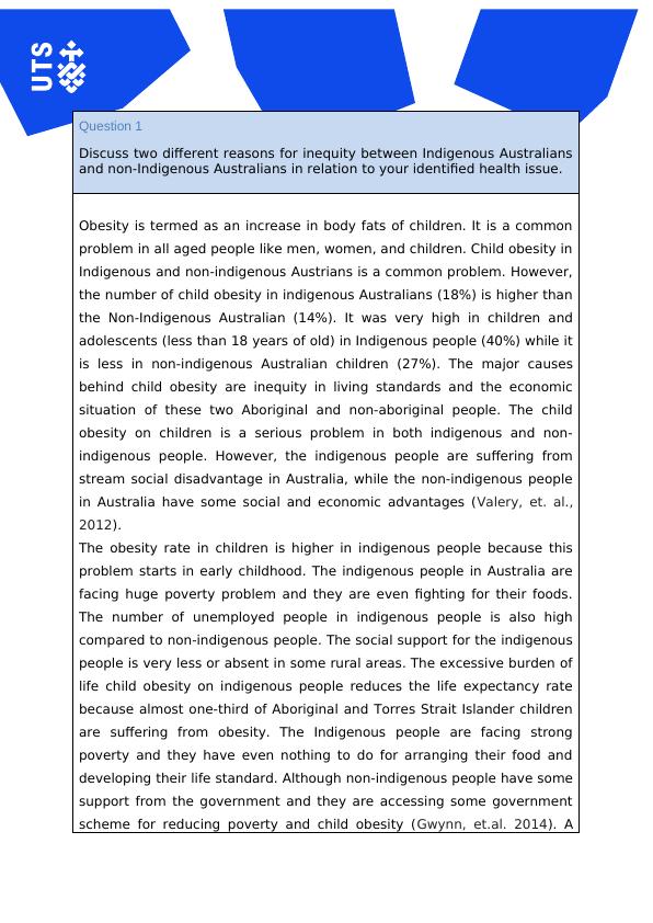 Reasons for Inequity in Indigenous and Non-Indigenous Australians in Relation to Child Obesity_2