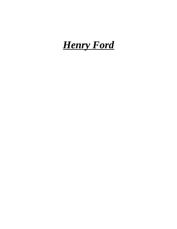 Henry Ford: A Successful Entrepreneur_1