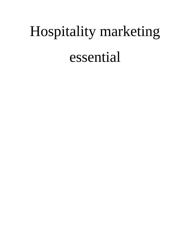 Hospitality Marketing Essential Concept - Doc_1