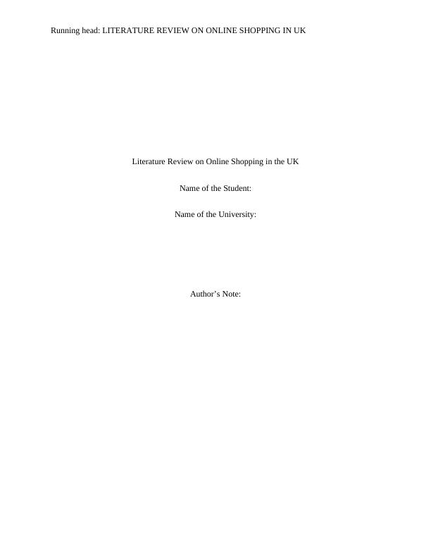 BSB61015 - Online Shopping in the UK| literature review_1