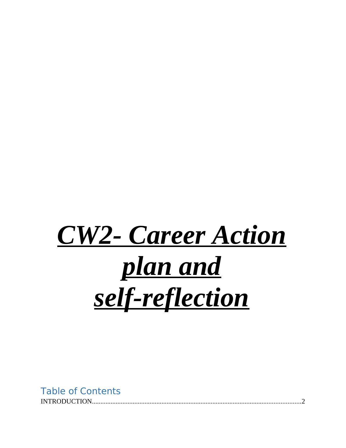 Career Action Plan and Self-Reflection_1