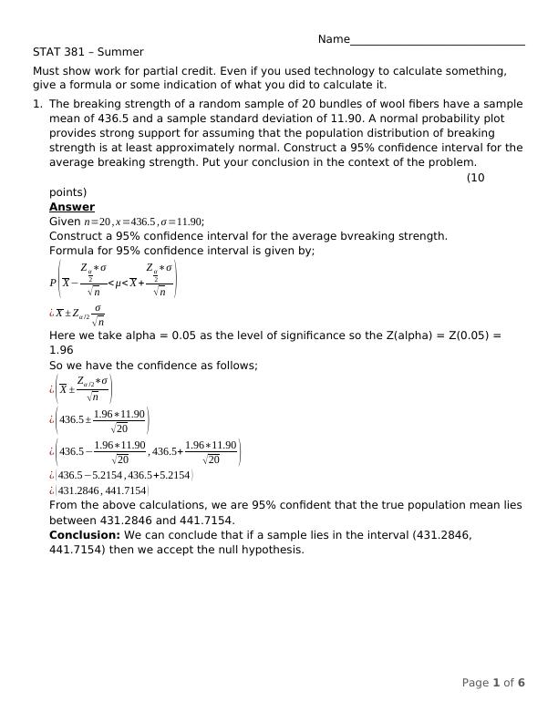 stat 406 assignment 1 solution 2021