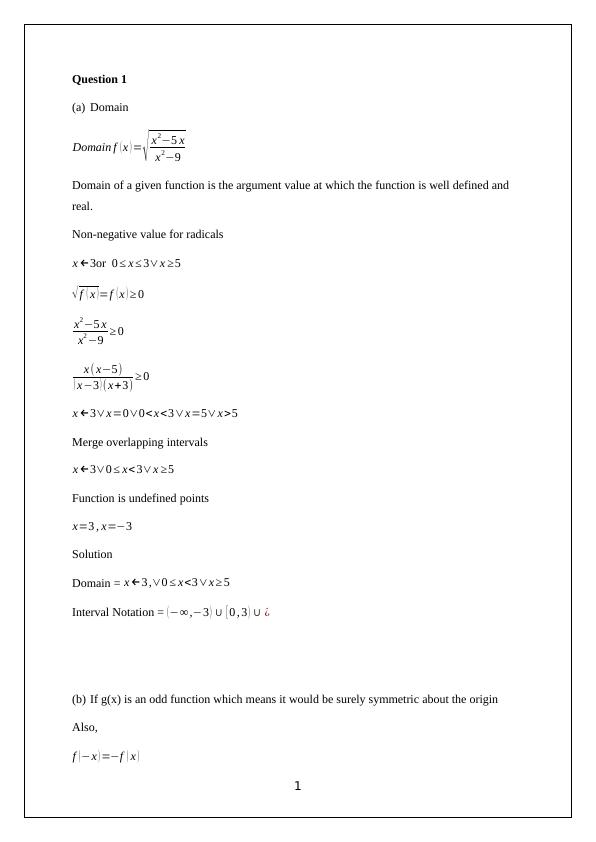 Maths : Functions and Limits Problems