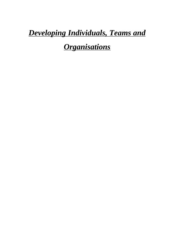 Developing Individuals, Teams & Organisations Assignment - Whirlpool company_1