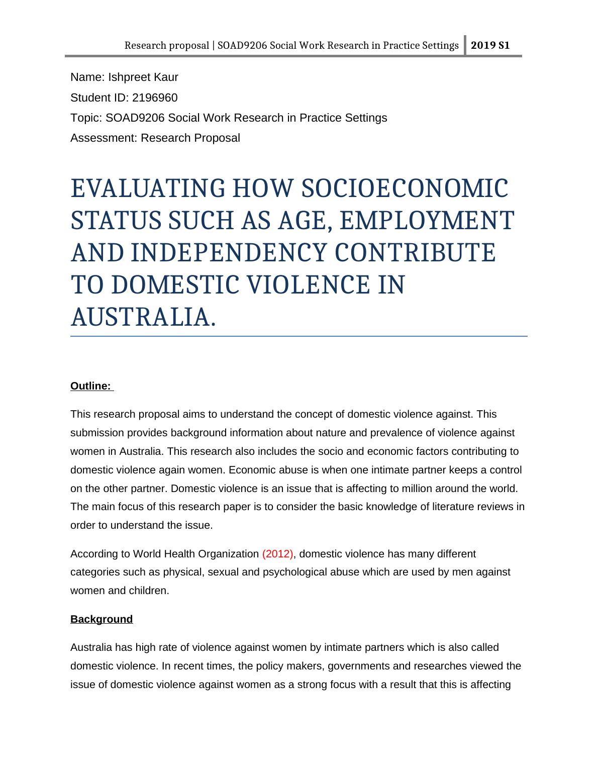 a research proposal on domestic violence