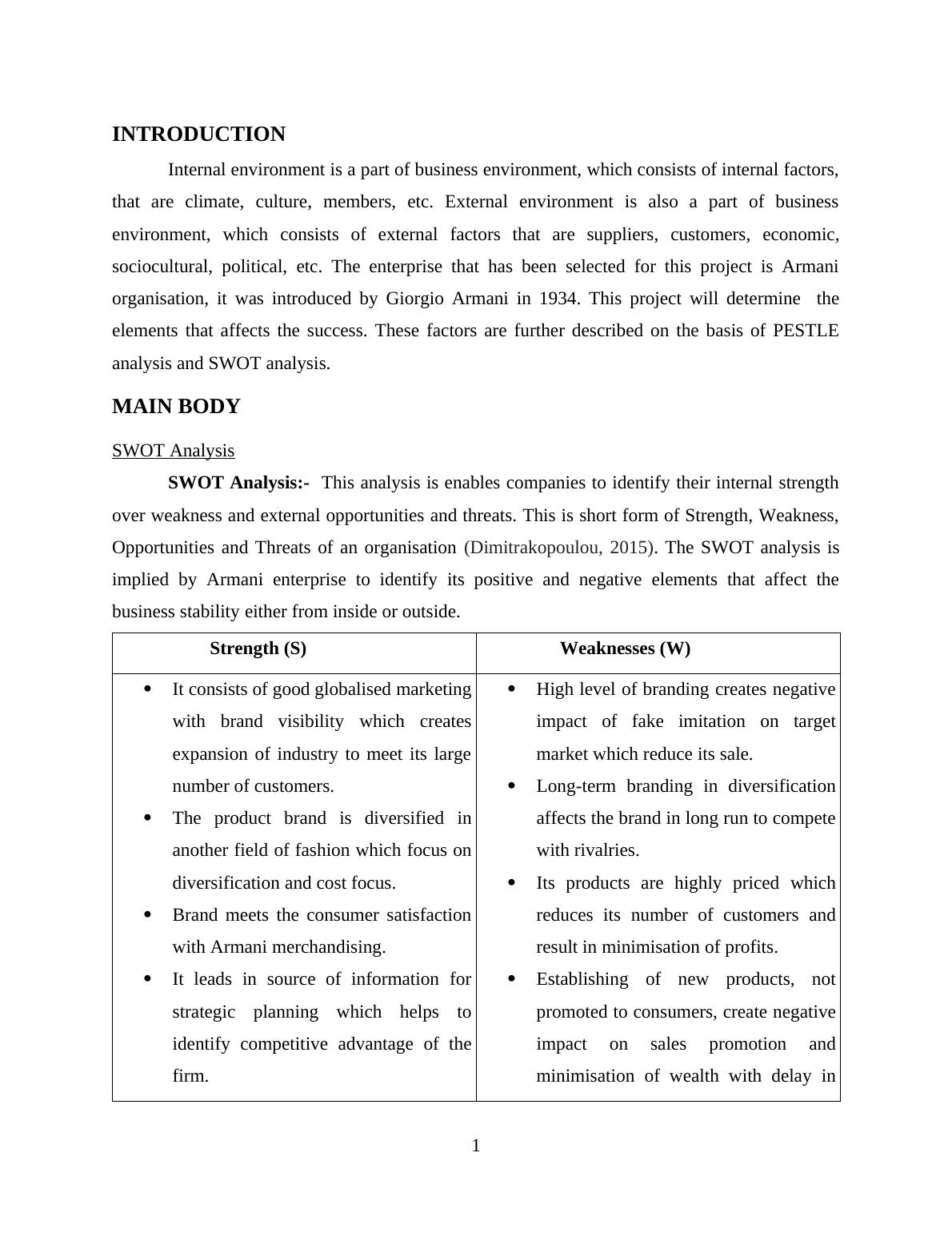 SWOT and PESTLE Analysis of Armani Organization_3