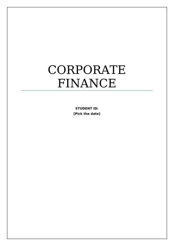 Corporate Finance   :   Assignment Sample_1