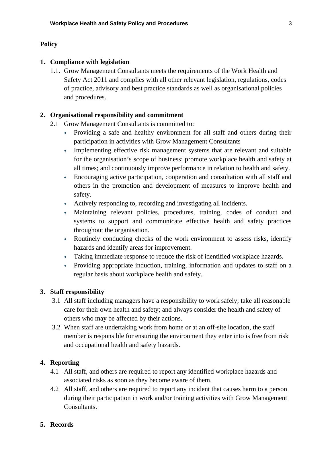 Workplace Health and Safety Policy and Procedures Doc