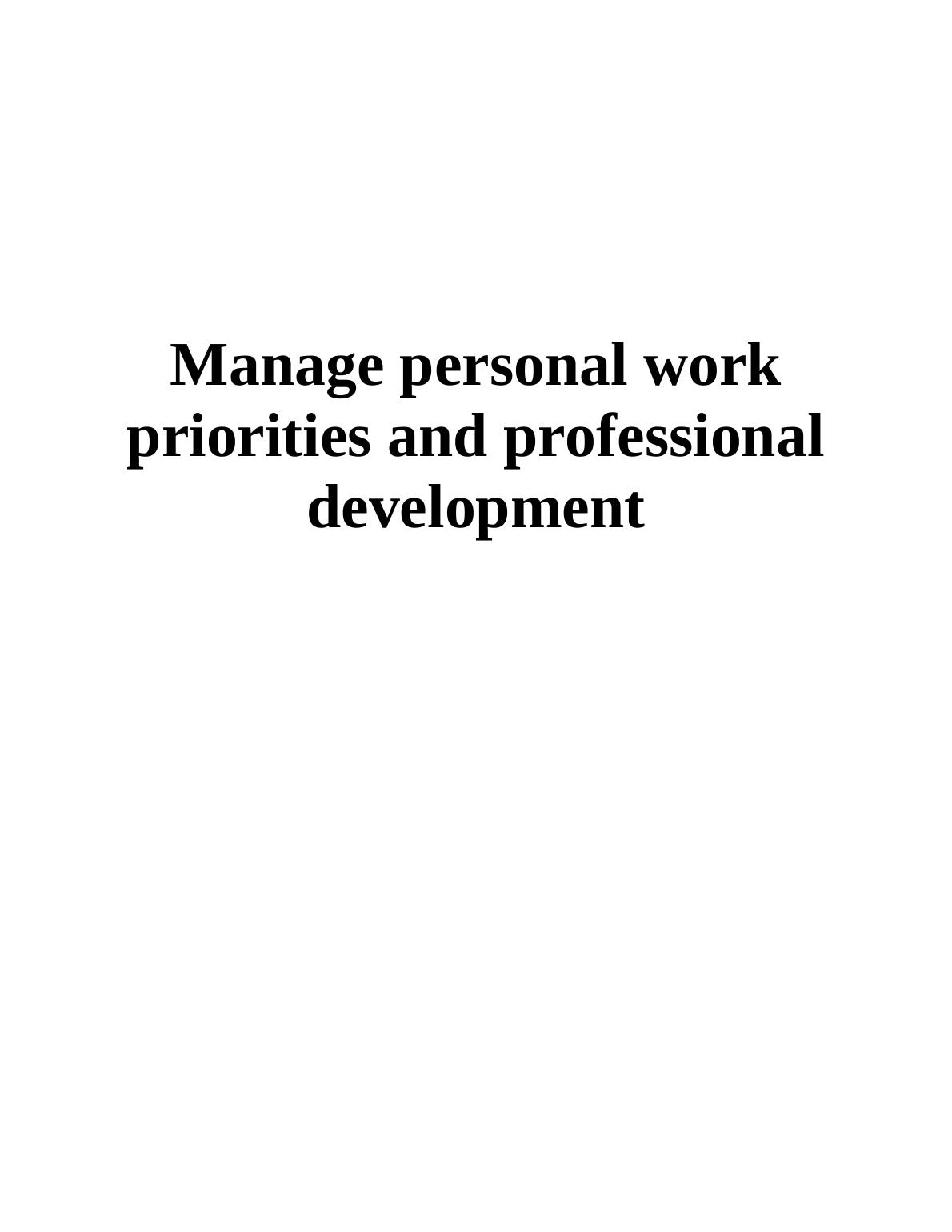 Personal Work Priorities and Professional Development_1