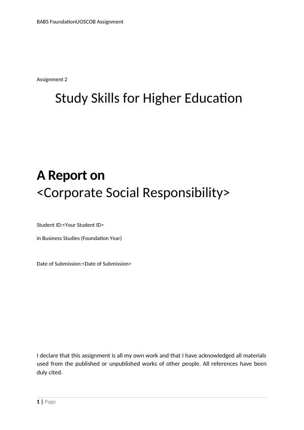 Corporate Social Responsibility Literature Review for Study Skills in Higher Education_1