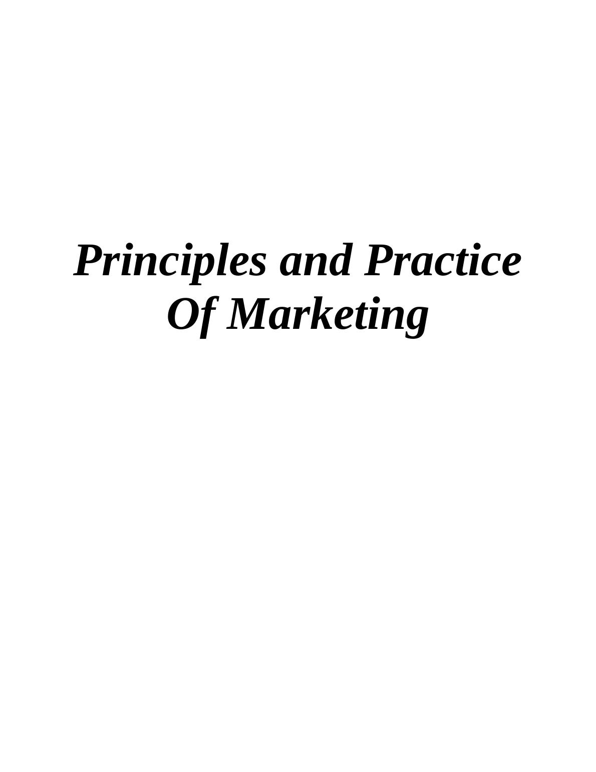 principles of marketing assignment pdf