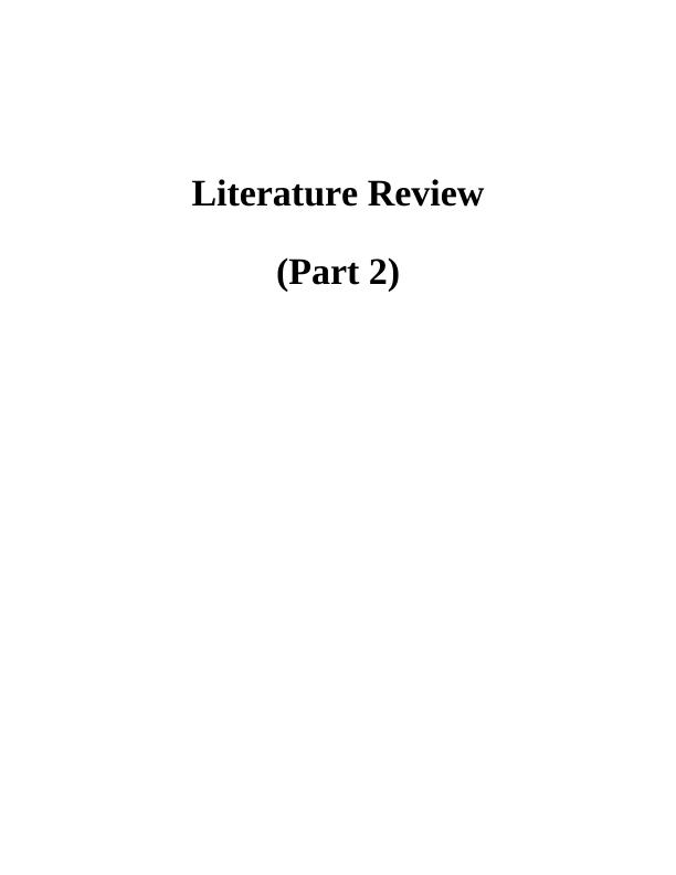 Literature Review  : Assignment Sample_1