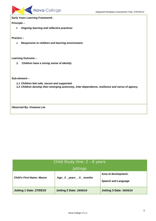 CHC50113: Integrated Workplace Assessment Task Activities_8
