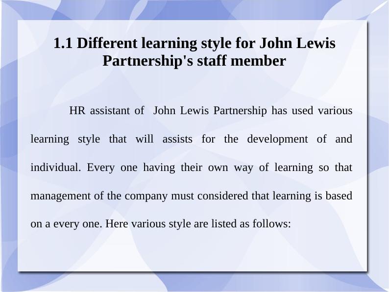 Different Learning Styles for John Lewis Partnership's Staff Member_2