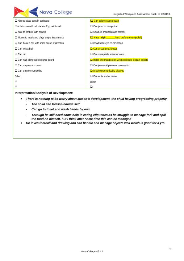 CHC50113: Integrated Workplace Assessment Task Activities_4