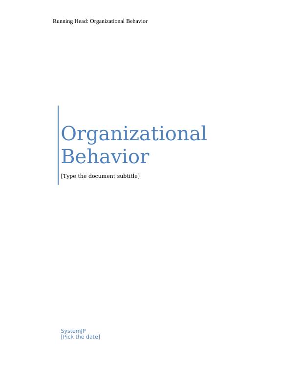 Organizational Behaviour Assignment 2022_1
